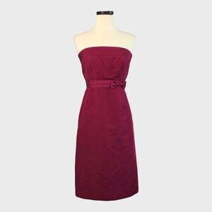 J Crew Emma Silk Strapless Bow Waist Dress